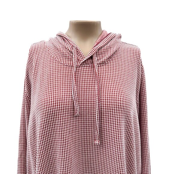 Weatherproof Vintage Check Hooded Sweater Long Sleeve Oversized Red Women XL - Picture 11 of 11